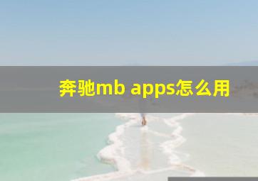 奔驰mb apps怎么用